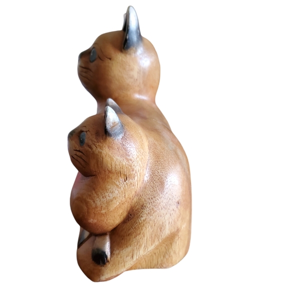 Vintage Handcarved Cat Family Figure Siamese MCM Wood Kittens~Pre-Owned Thailand - Picture 5 of 11